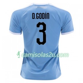 Camisolas de Futebol Uruguai Diego Godin 3 Equipamento Principal 2019 Copa América Manga Curta